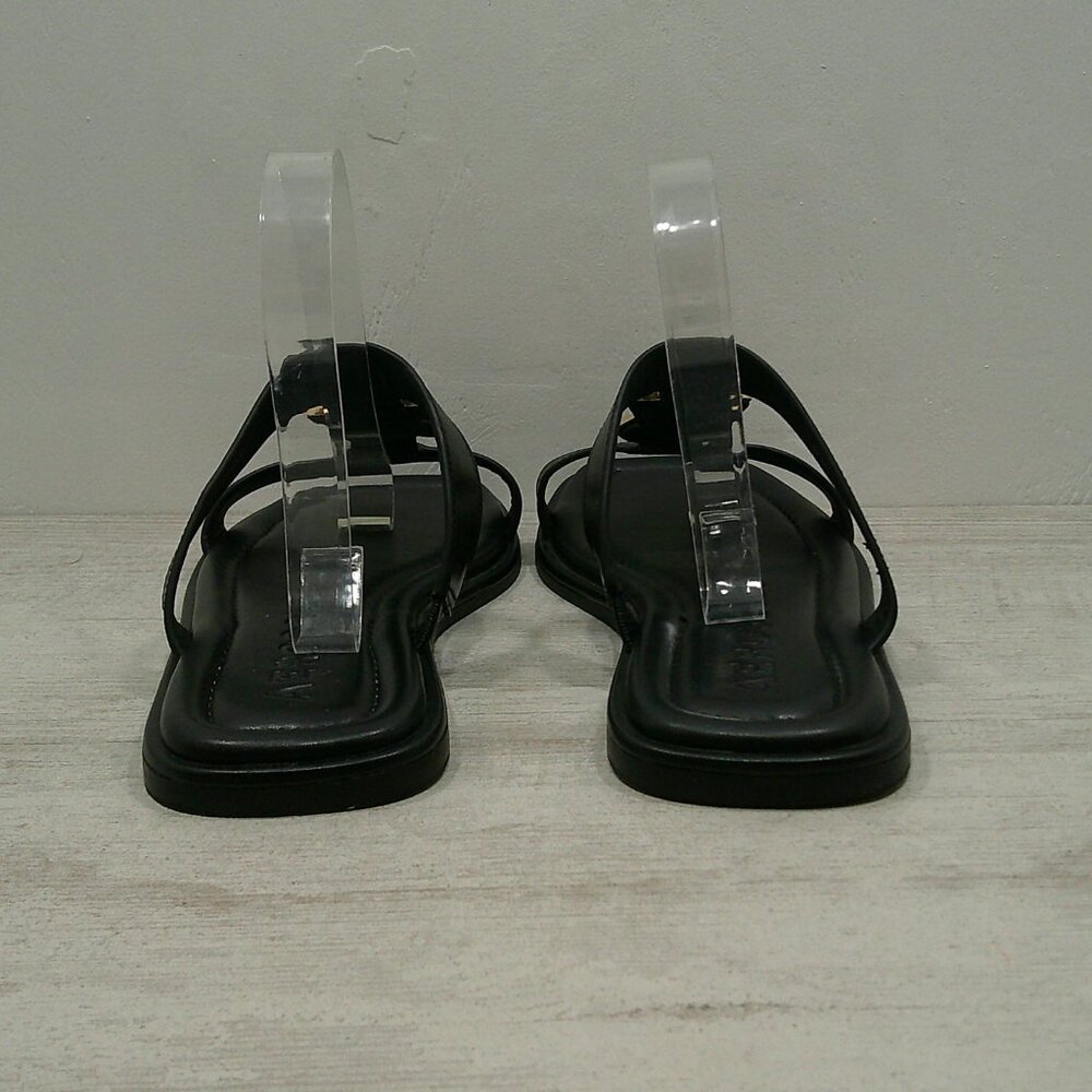 Aerosoles Boston Women's Black Leather Flat Sandals with Chain Detail Size 9.5 M - Picture 5 of 9